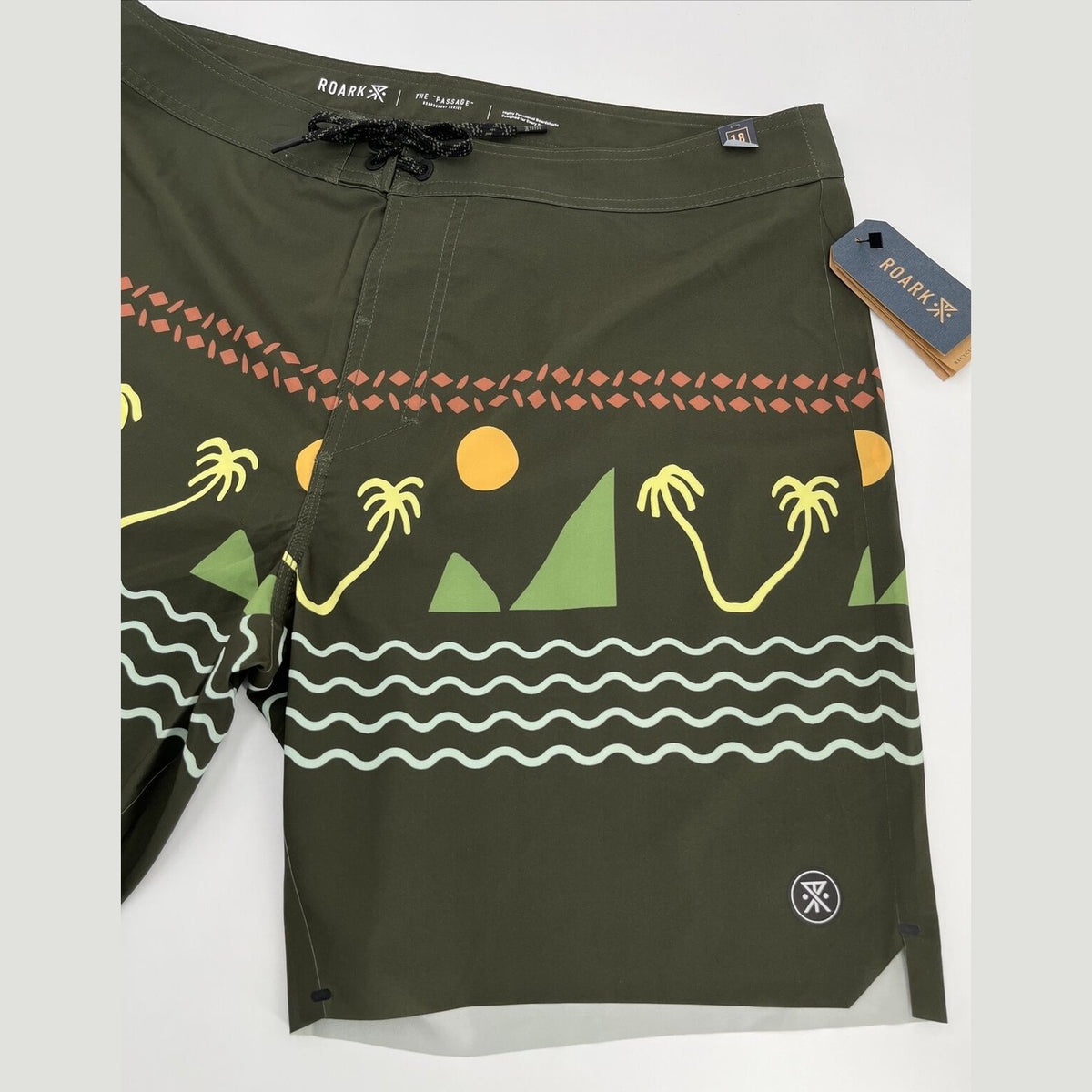 $89 Roark Men’s Passage Primo 18” Island Time Boardshort-Khaki Size: 36W-New