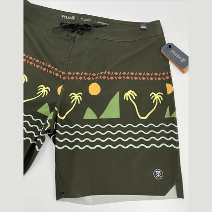 $89 Roark Men’s Passage Primo 18” Island Time Boardshort-Khaki Size: 36W-New