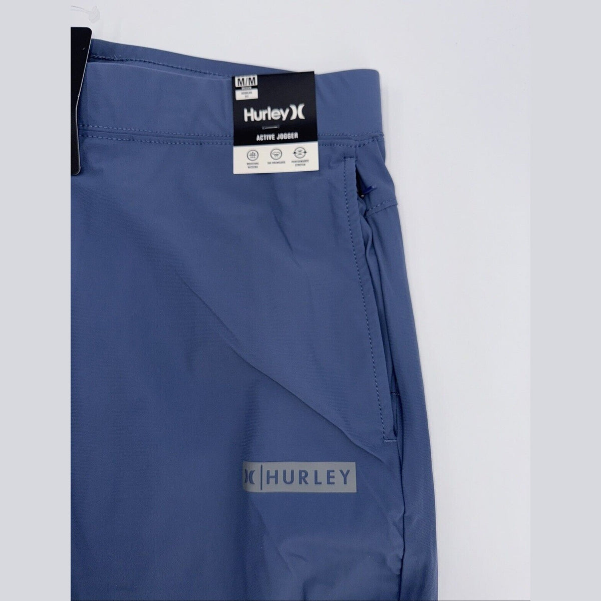 $60 Hurley Men's Block Logo Warp Knit Jogger Pants- Diffused Blue - Small - New