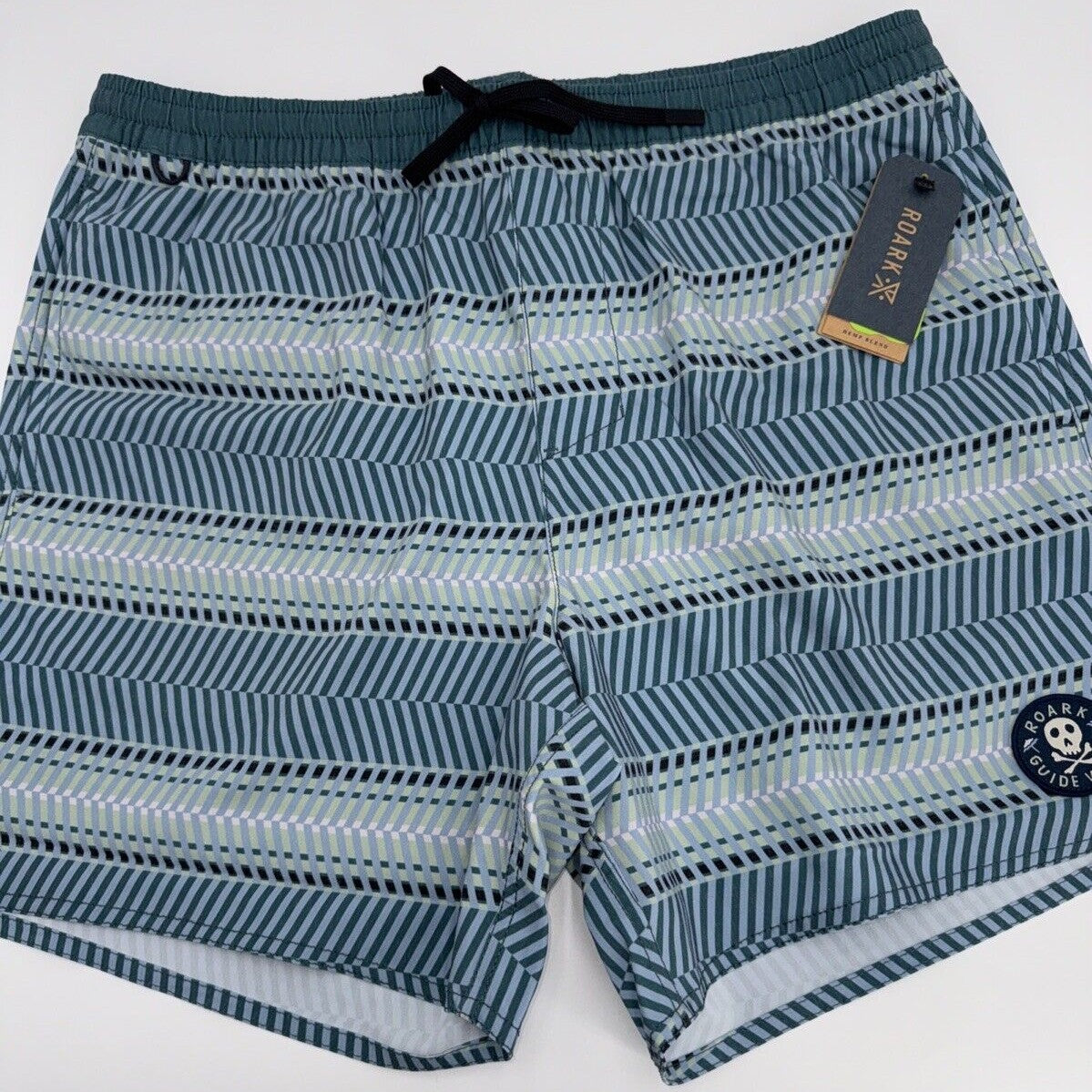 $66 Roark Men’s Shorey 16” Elastic Waist Trunks-Herringbone Cosmica-Large-New