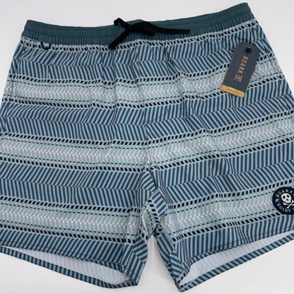 $66 Roark Men’s Shorey 16” Elastic Waist Trunks-Herringbone Cosmica-Large-New