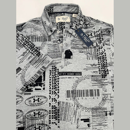 $85 Penguin Men’s Surprise Pattern Assorted Polo Shirt -Grey/ Black- Small-New
