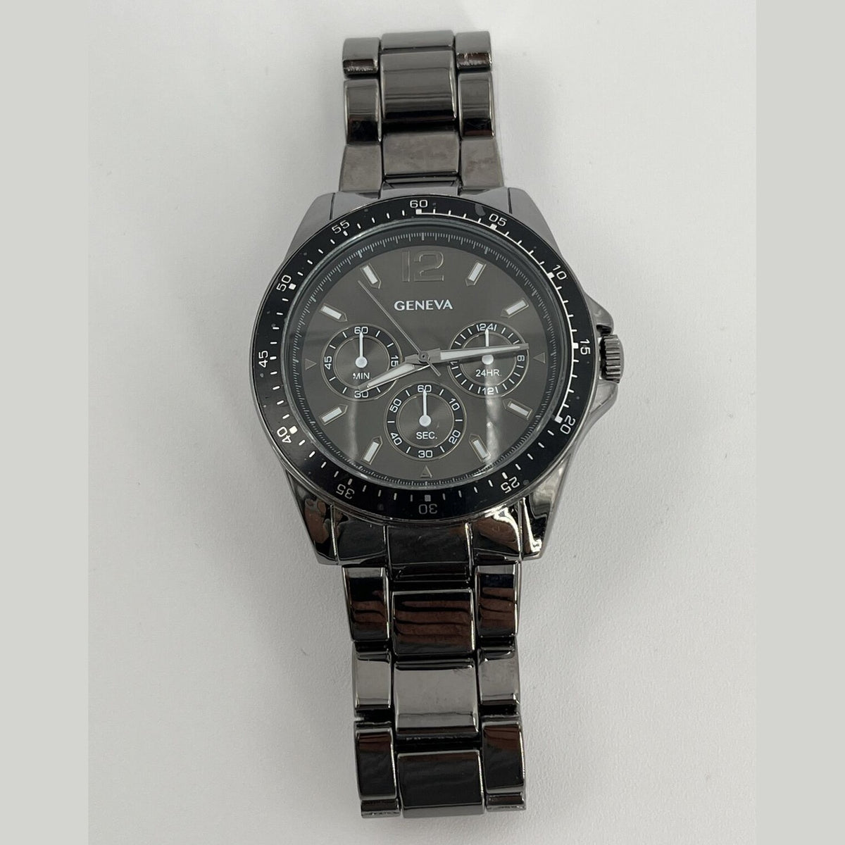 Geneva Men’s Watch Sports Business Quartz Wristwatch Luxury Edition Grey-New