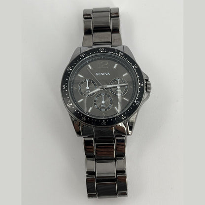 Geneva Men’s Watch Sports Business Quartz Wristwatch Luxury Edition Grey-New