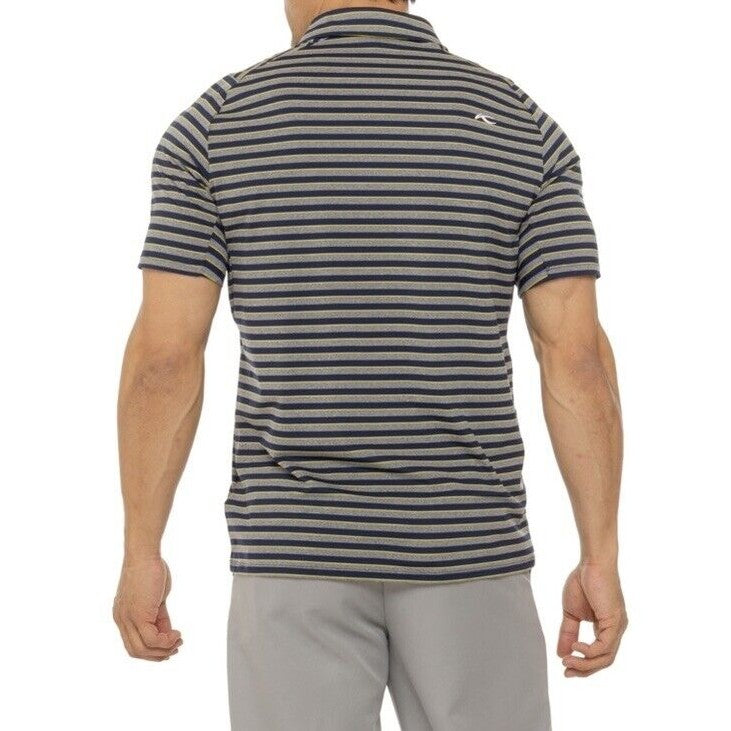 $99 Kjus Men’s Soren Golf Polo Striped Performance Shirt- Navy -Size: 50/Medium