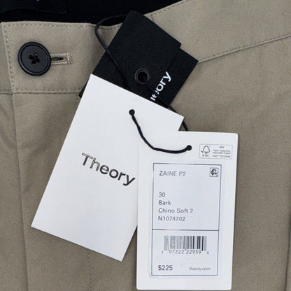$225 Theory Men’s Zaine Mid Rise Straight Pants - Bark - Size 30Wx32L