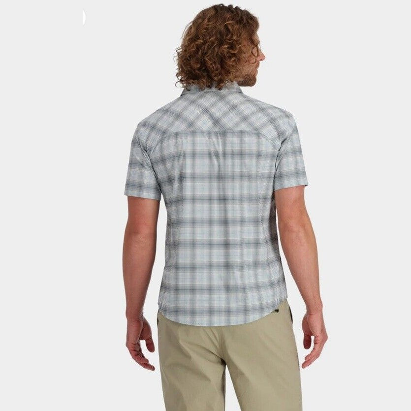 $94 Simms Men’s Stone Cold Short Sleeve Shirt - Steel Blue Plaid-Small- New Tag
