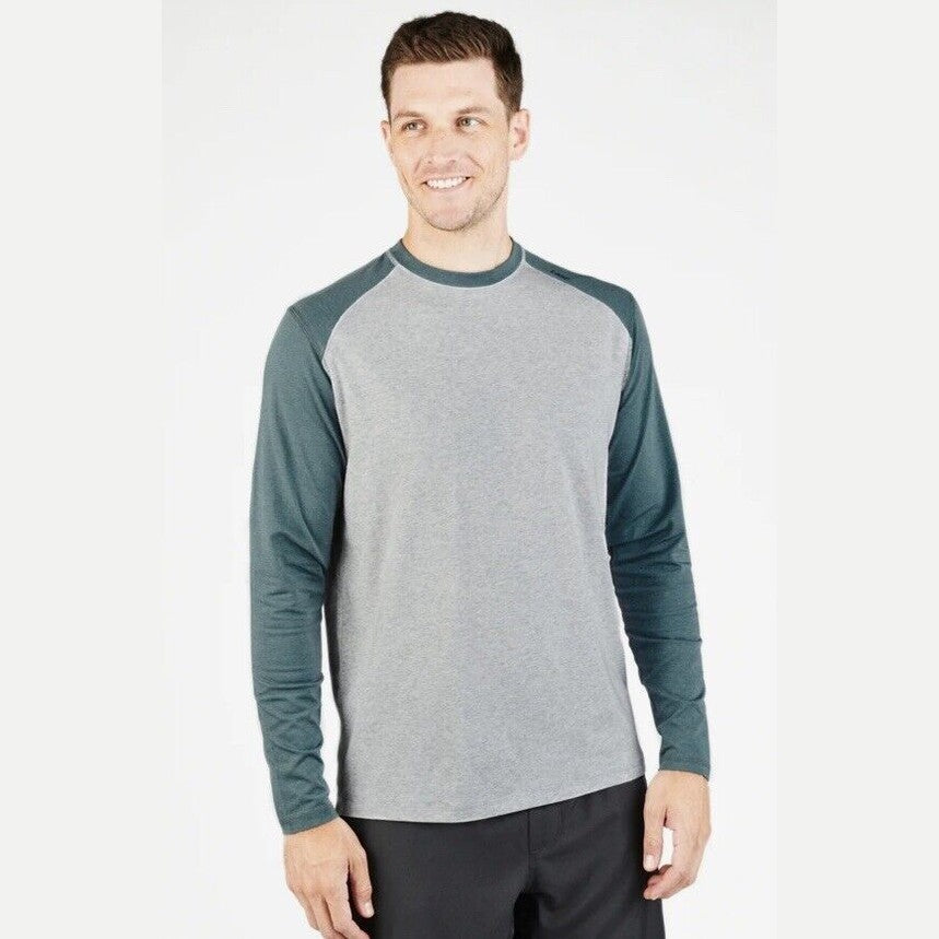 Tasc Men’s Carrollton Blocked Long Sleeve Fitness T-Shirt-Heather Gray-Small-New