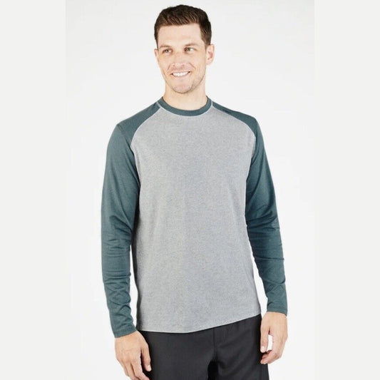 Tasc Men’s Carrollton Blocked Long Sleeve Fitness T-Shirt-Heather Gray-Small-New