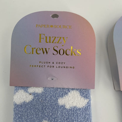 Paper Source Women's Casual Fuzzy Soft Lounging Socks- Blue/White- One Size Fits