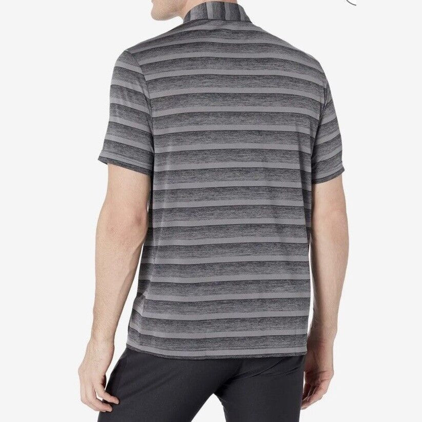Adidas Men’s Two-Color Stripe Golf Polo Shirt- Black/ Gray - Large