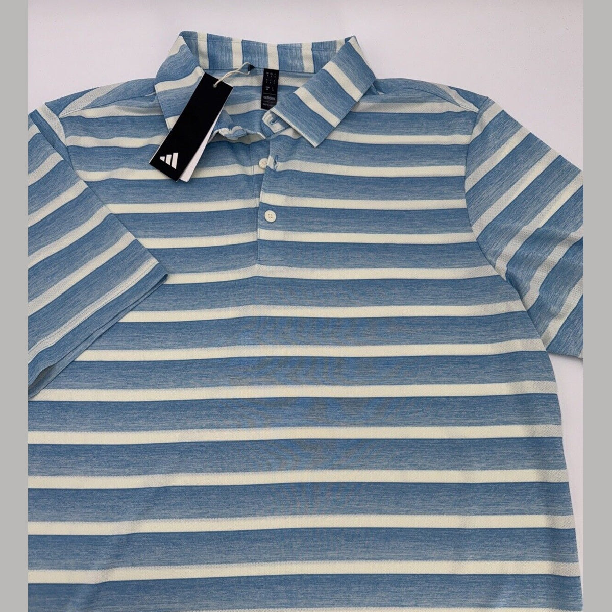 $70 Adidas 2024 Men’s  2-Color Stripe Golf Polo Shirt - Blue/White- Large - NEW
