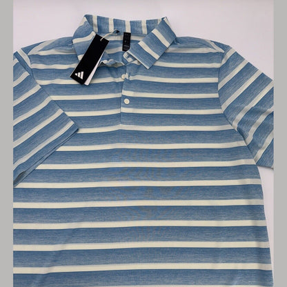 $70 Adidas 2024 Men’s  2-Color Stripe Golf Polo Shirt - Blue/White- Large - NEW