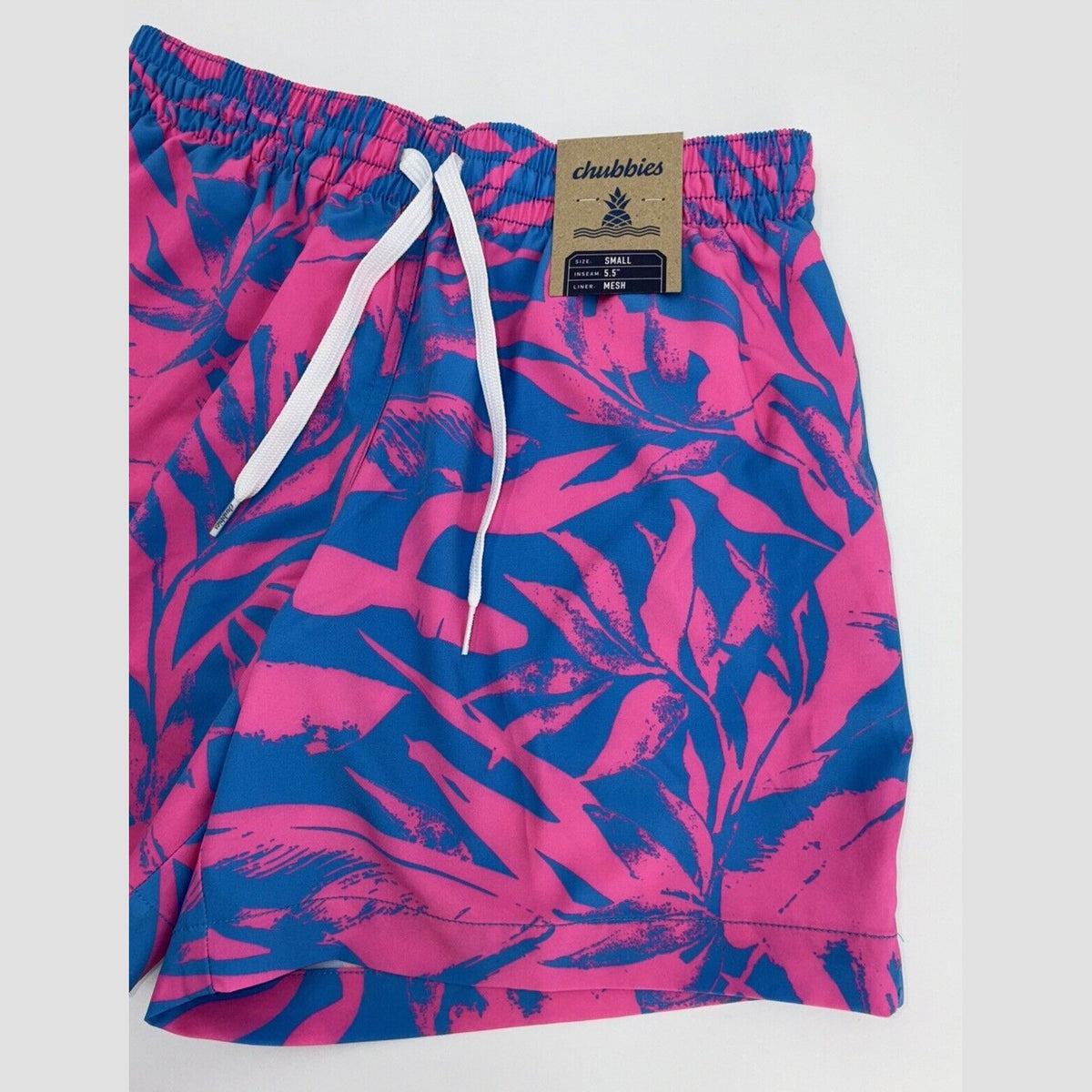 $70 Chubbies The Palm Springers 5.5" Inseam Swim Trunks-Pink/Blue-Small-New Tag