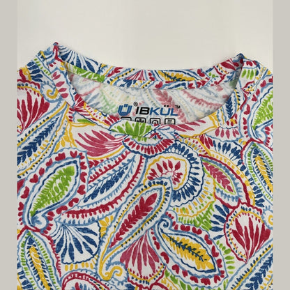 $100 Ibkul Women’s Long Sleeve Crew Neck Top-Massie Watermelon Multi-Small-New