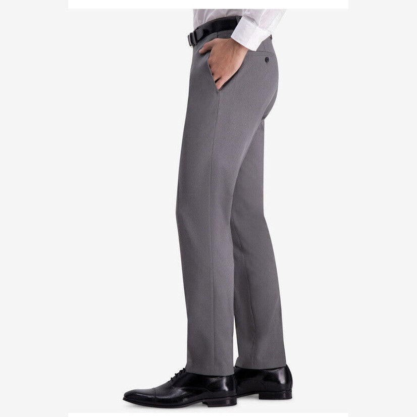 Kenneth Cole Reaction Pants Modern Fit Micro Check- Medium Gray- 30W X 32L- New