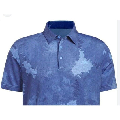$65 Adidas Men's Flower Mesh Golf Polo Shirt -Real Blue - Small -New Tag