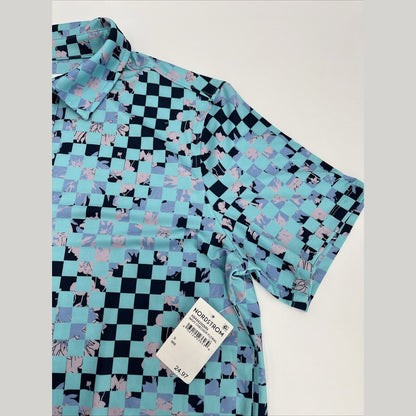 ABOUND By Nordstrom Men's Polo Golf Shirt-Blue Checkered-Small-New Tag