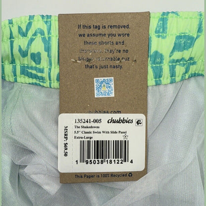$70 Chubbies The Shakedowns 5.5" Inseam Swim Trunks-Green Blue -XLarge -New Tag