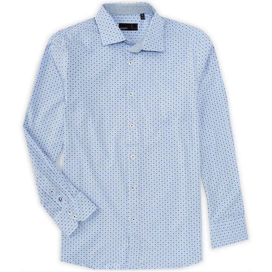 QUIETI Men’s Performance Shirt Long Sleeve 4 Way Stretch-Blue-Medium-New $135