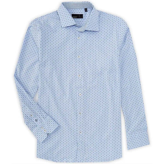 QUIETI Men’s Performance Shirt Long Sleeve 4 Way Stretch-Blue-Medium-New $135