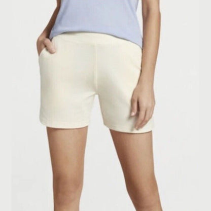 $90 Peter Millar Women’s Lava Wash Fleece Back Shorts-Vanilla-Large- New Tag