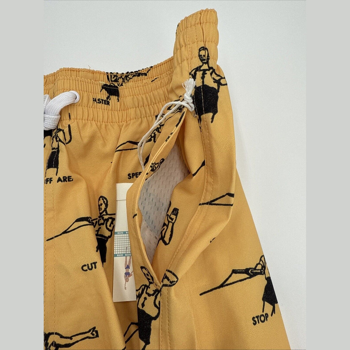 $65 Duvin Design Men's Waterski Swim Trunk Shorts -Yellow/Black-Size: Medium-NEW