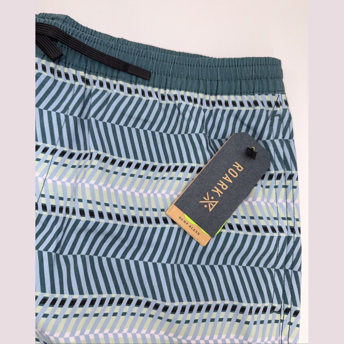 $66 Roark Men’s Shorey 16” Elastic Waist Trunks-Herringbone Cosmica-Large-New