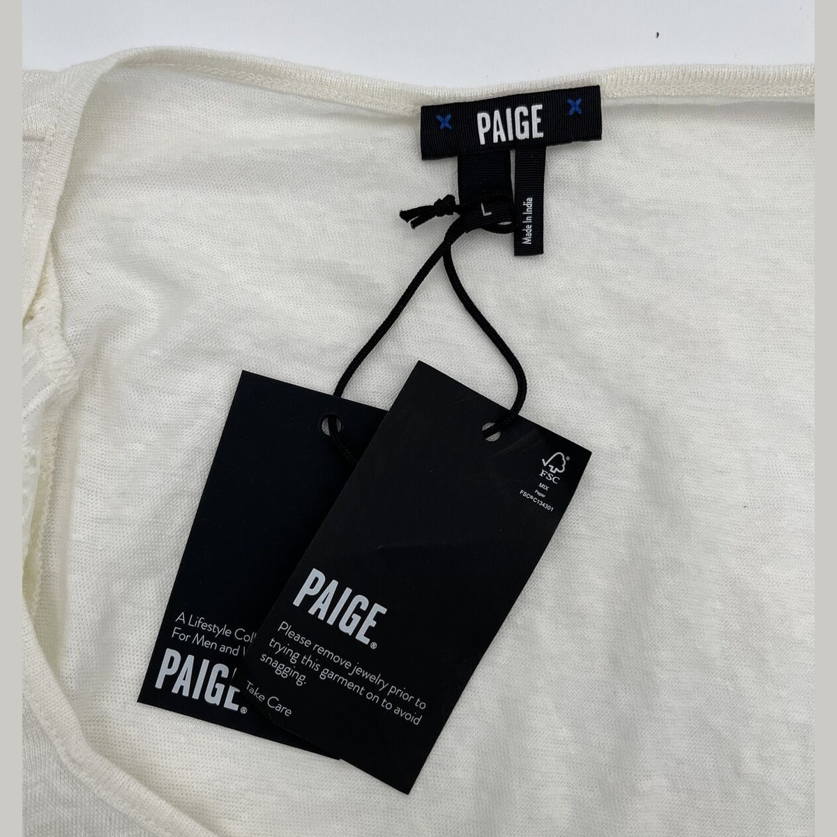 Paige Women’s Giulia Flutter Sleeve Linen T-Shirt - White- Large - New Tag $129