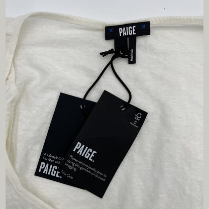 Paige Women’s Giulia Flutter Sleeve Linen T-Shirt - White- Large - New Tag $129