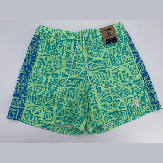 $70 Chubbies The Shakedowns 5.5" Inseam Swim Trunks-Green Blue -Medium-New Tag