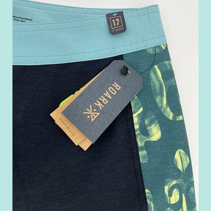 $69 Roark Men’s Passage Panel Batik 17” Boardshorts-D.Navy Black -Size: 34W-New