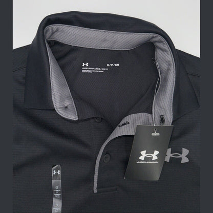 Under Armour Men's UA Tech Performance Golf Polo T-Shirt 1290140-Black-Small-New