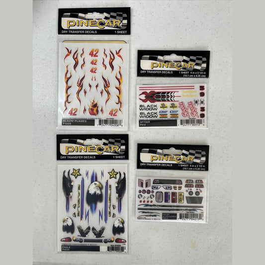 Lot Of 4 PineCar Drag Racer Dry Transfer Decals - P4008,P4030,P312,P4013