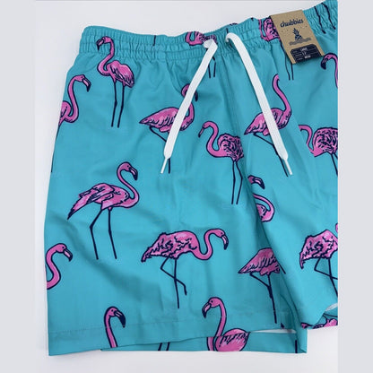 $70 Chubbies The Beach Retreat 5.5" Inseam Swim Trunks-Aqua/Pink- Large -New Tag