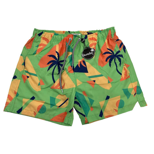 Boardies Apparel Men’s Palm Shapes Lined Swim Shorts Trunks-Green Multi-Medium