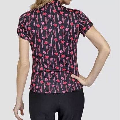 Tail Women's Short Sleeve Mock Neck 1/4 Zip Golf Polo- Dancing Stems- XSmall NWT
