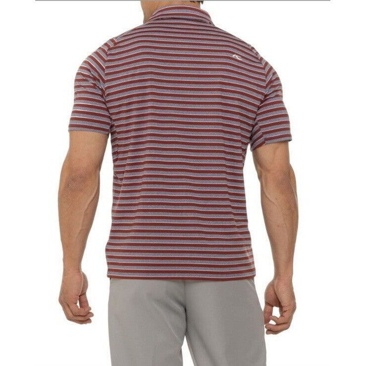 $99 Kjus Men’s Soren Golf Polo Striped Performance Shirt- Cedar -Size: 50/Medium