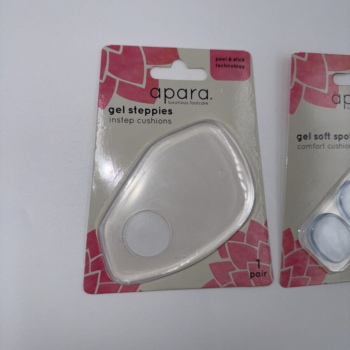 Lot Of 3 Apara Gel Steppies Cushions 1 Set Peel And Stick Instep + 12 Soft Spots