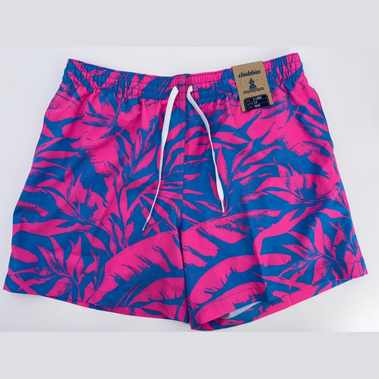 $70 Chubbies The Palm Springers 5.5" Inseam Swim Trunks-Pink/Blue-XLarge-New Tag