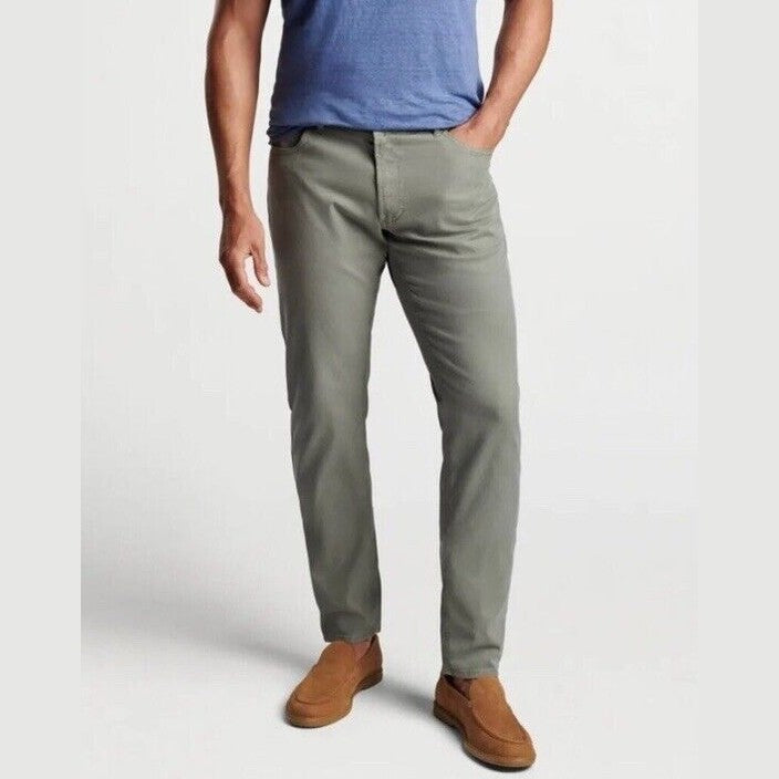 $200 Peter Millar Crown Men’s Crafted Wayfare 5 Pocket Pants-Sage- 34W x 32L-New