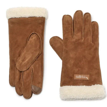 NWT KOOLABURRA BY UGG Sherpa Cuff SUEDE GLOVES Faux Fur Lining -Tan-Large- New