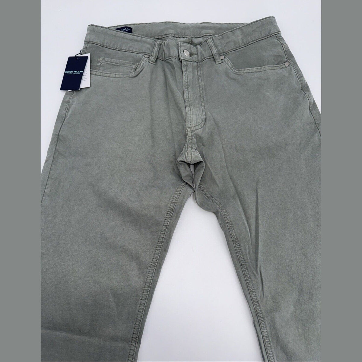 $200 Peter Millar Crown Men’s Crafted Wayfare 5 Pocket Pants-Sage- 34W x 32L-New