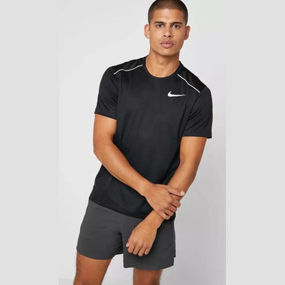 $35 Nike Dri-FIT Miler Mens Short Sleeve Running Training Gym Shirt-Black-Medium