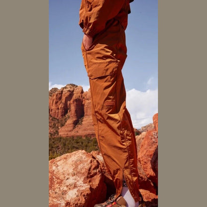 $115 Halfdays Women’s Watson Nylon Cargo Pants baggy Hiking -Caramel-Large-NEW