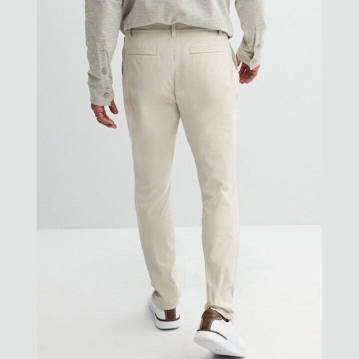 FLX Men’s Premium Stretch Slim Chino Pants - Zip Pocket- Olive Forest- 32Wx32L