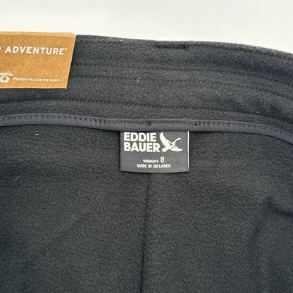 $80 Eddie Bauer Women’s Micro Fleece Lined Rainier Pants-Black-Size: 8 (32W)-NEW