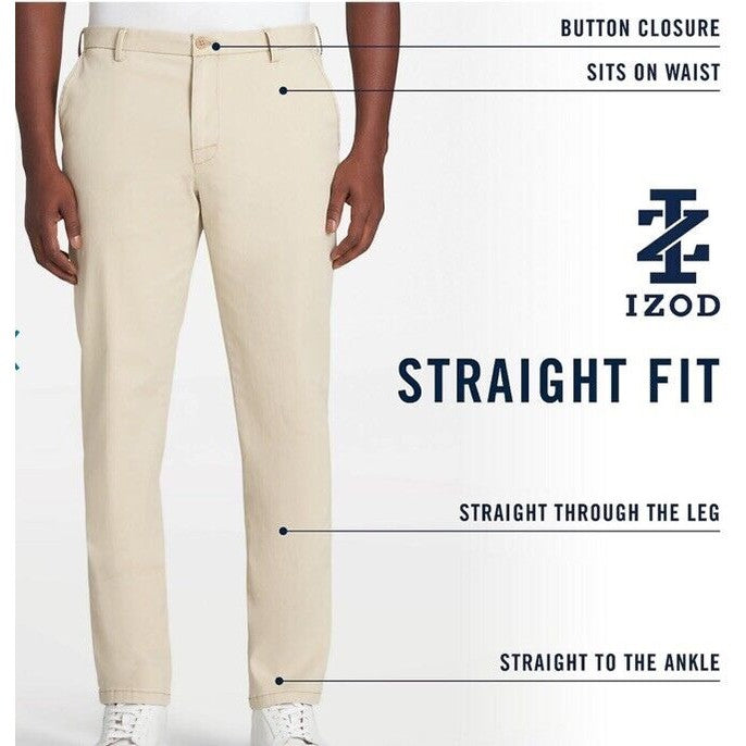IZOD Men’s Saltwater Flat Front Chino Pants - Cadet Navy - 32W 30L - NWT