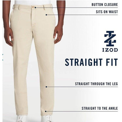 IZOD Men’s Saltwater Flat Front Chino Pants - Cadet Navy - 32W 30L - NWT