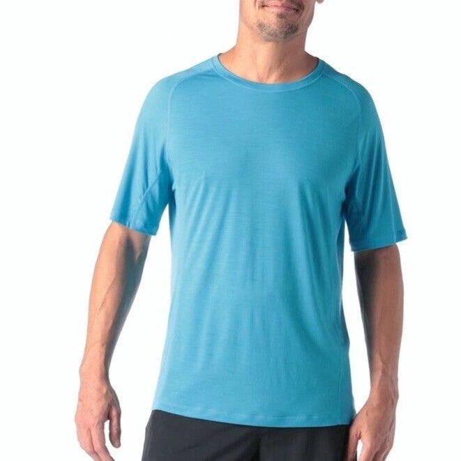 $60 Smartwool Men’s Active Ultralite Short Sleeve Shirt- Iceberg Blue-Medium-New